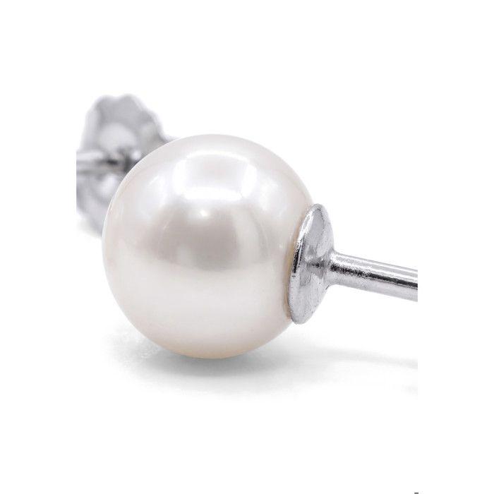 Boucles d'Oreilles - Pearls & Colors - Perle de Culture d'Eau Douce - Perle Blanche - Or Blanc 375/1000 - Qualité AAA+ - Femme