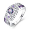Heart-Shaped Amethyst Ring, Colorful Zircon Platinum-Plated Silver Ring And Bracelet.