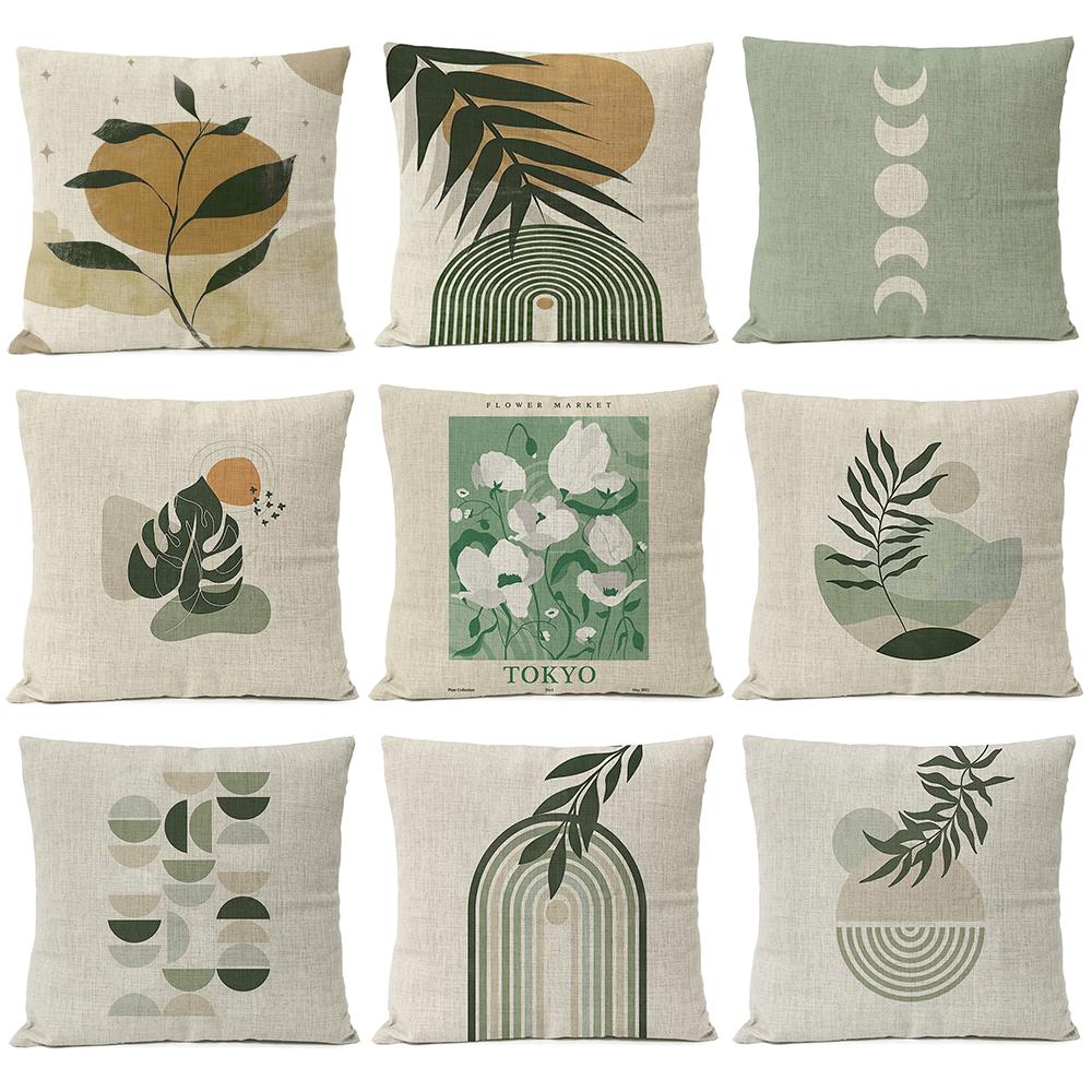 Бохо Геометрические Листья Цветочный Наволочка Домашний Декор Луна Солнце Цветы Лен Наволочка Декорация Диванная Наволочка
