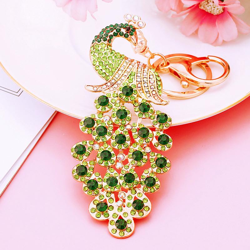 Изысканный металлический брелок с павлином из страз, очаровательный шарм для сумки, креативный аксессуар, подарок
