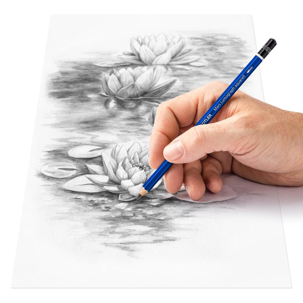 Staedtler 8B Mars Lumograph Aquarelle Акварельные карандаши для рисования тушью, 12 карандашей, 100A-8B*12