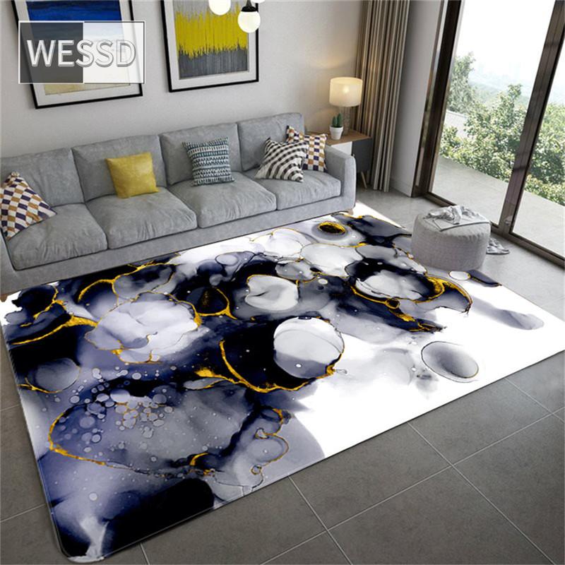 Синий Белый Картина Абстрактная Большой Коврик Для Гостиной Современная Фланелевая Губка Диван Ковер Входные Коврики Украшение Дома