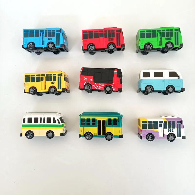 Новый 4-цветный маленький автобус oyuncak araba car mini plastic тянущийся назад Tayo Gani Lani Rogi модель автобуса для детей рождественский подарок