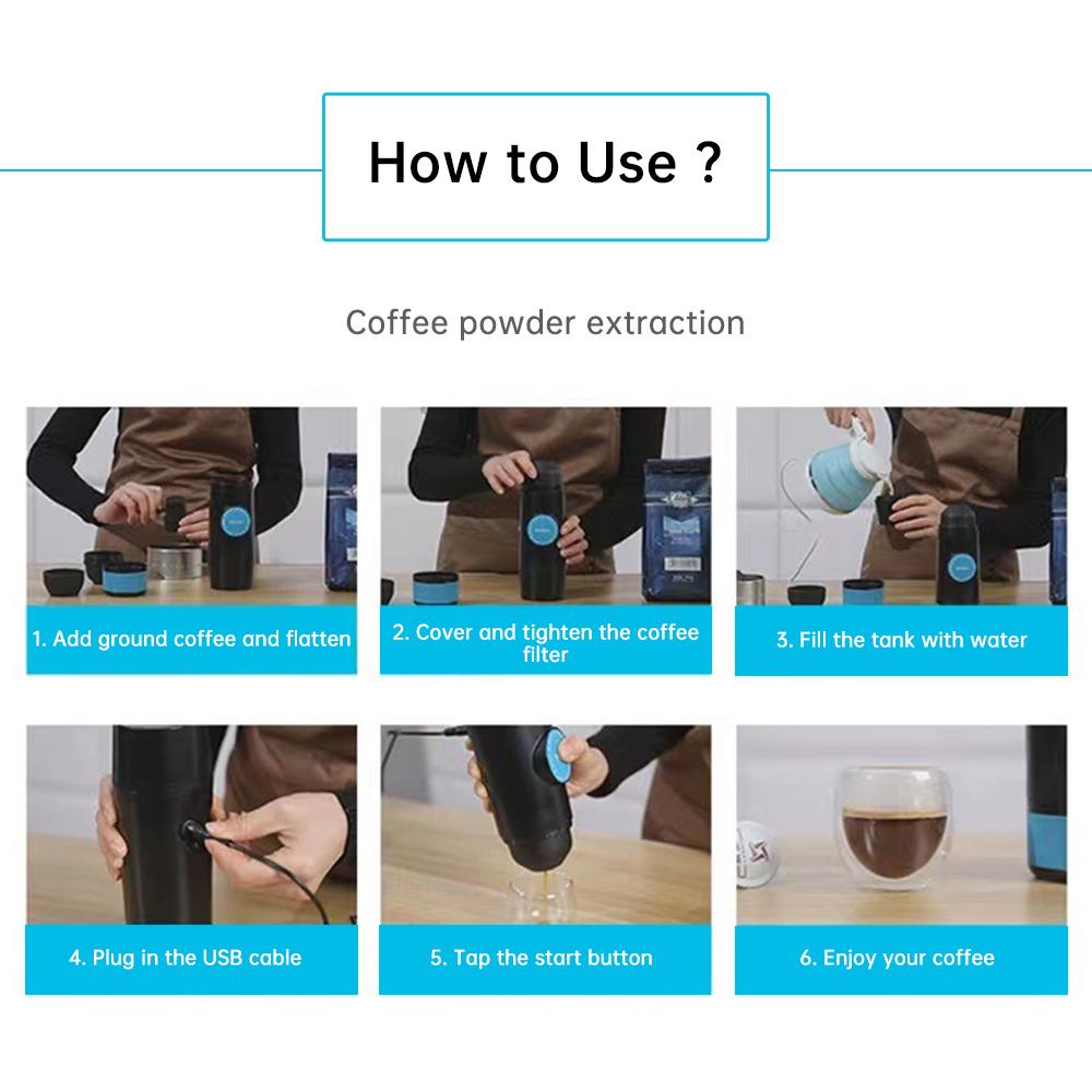 Портативная электрическая кофемашина эспрессо с беспроводным подогревом, мини-кофеварка с двумя порциями