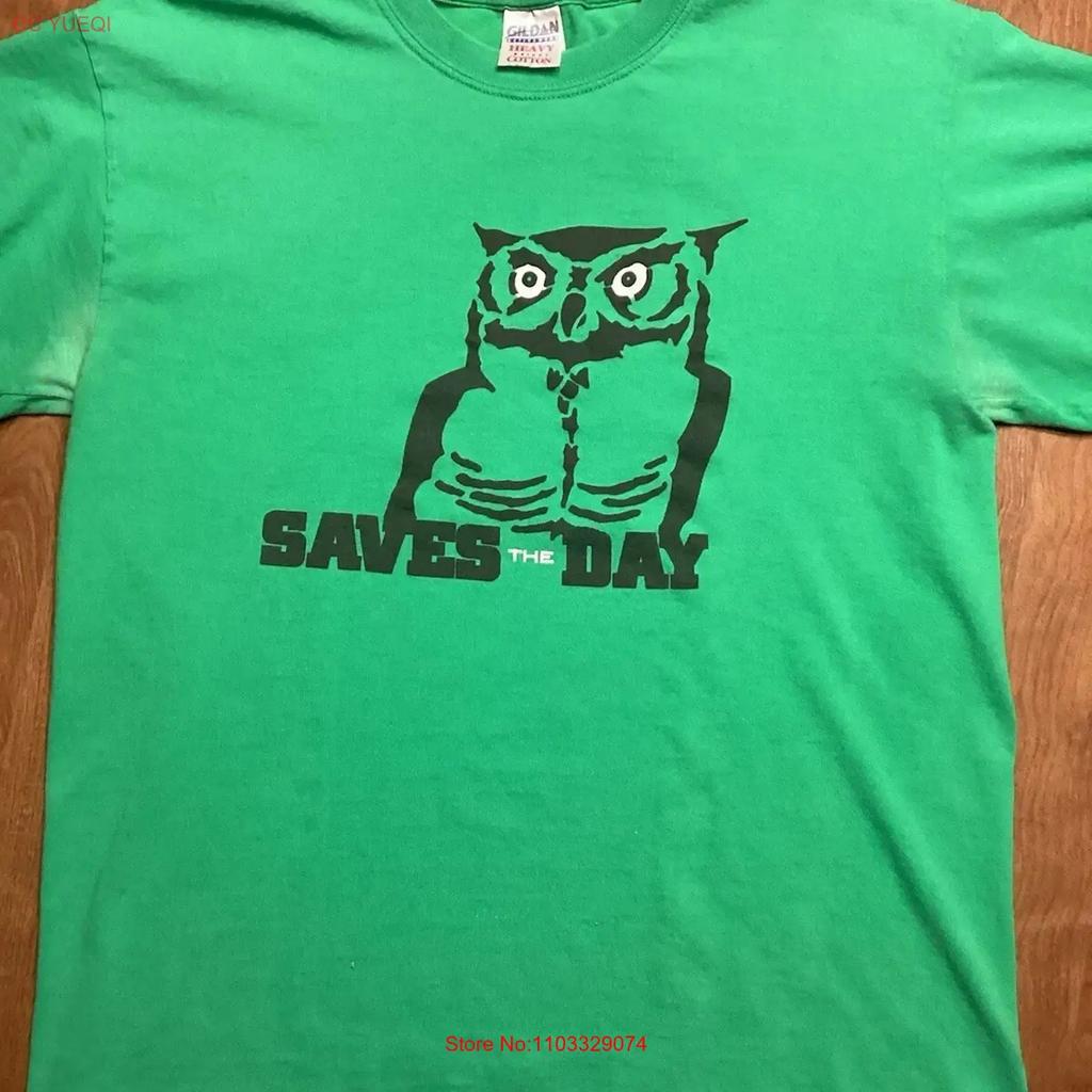 90s Saves The Day Band Green T Shirt Concert S 5XL TR544 vintage Washed fashion Comfortable homme Versatile Unisex Breathable