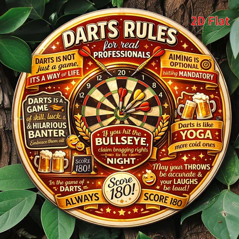 D Flat pc XCm Darts Rules for Pros Tin Sign Decorative Sign Pub Bar Decor Darts Lover Gift