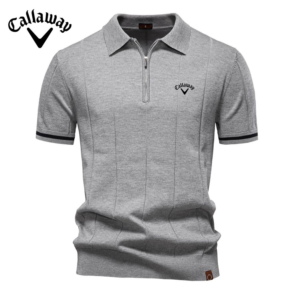 Callaway Весна/Лето Вышитая Новая Женская Повседневная Шерстяная Рубашка-Поло, Вязаная Рубашка-Поло с Отложным Воротником, Короткий Рукав