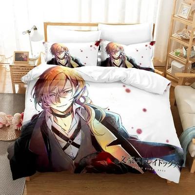 Модный комплект постельного белья Bungou Stray Dogs S4 с рисунком из мультфильма «Аниме» из трех предметов для взрослых и детей, для спальни, пододеяльник, наборы с 3D-принтом, кавайное аниме