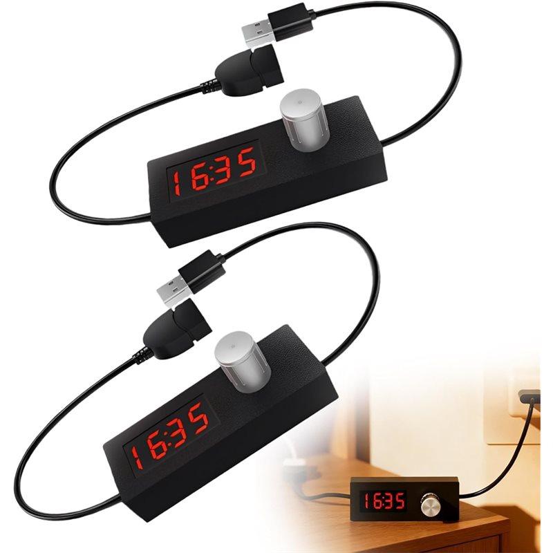 ABBP-Упаковка из 2 шт. 5 В 2 А USB-розетка с таймером, кабель: USB-кабель-таймер с обратным отсчетом, регулируемый на 24 часа и функция автоматического отключения