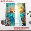 2D flat printing 2pcs Curtain Dolphins Jumping Ship Coral Digital Printed Polyester Drapes Party Decorations Use for Holiday