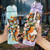1PC Vintage Butterfly Bouquet 750ml Color Plastic Sports Water Bottle Leakproof Flip Straw Lid Suitable for Sports Office Home Use