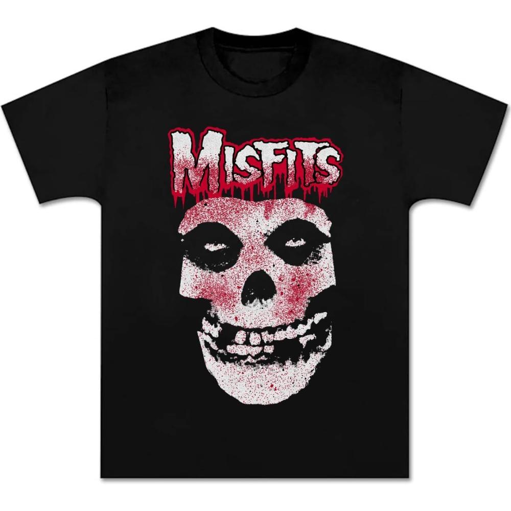 Футболка Misfits Красный Череп Логотип Сплэттер Печать Молодёжный Крой Женские Футболки свитшот Винтажный Клуб Фанаты Футболки для Взрослого Мужчины Черный