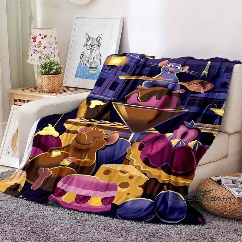 Ratatouille cartoon flannel blanket, warm and soft for spring, suitable for both men and women, beautiful living room bedspread,