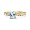 Blue Topaz Pavé Band with White CZ Accents Ring - Sterling Silver Gold Vermeil