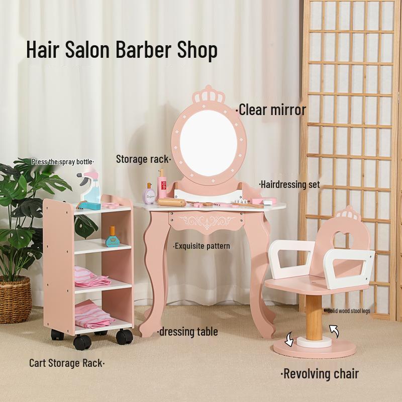 Детский деревянный туалетный столик - Игровой набор "Парикмахерская" и "Принцесса за туалетным столиком"