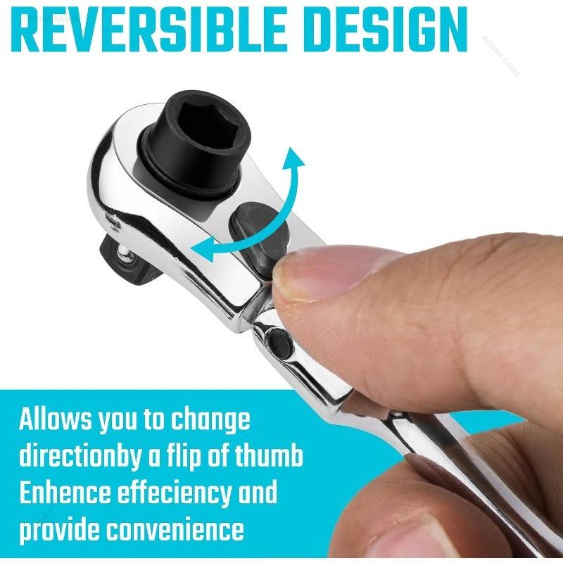 Xiaomi 2 in1 Ratchet Wrench 1/4" Mini Drive Flexible Head Chrome Vanadium Steel Reversible Quick Release Screwdriver Socket Repair Tool