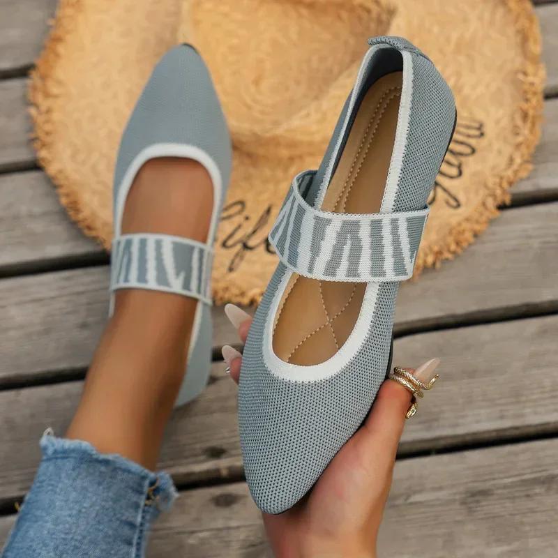 2024 Summer Elegant Women's Ballet Flats Mesh Casual Shoes Woman New Shallow Sneakers Comfortable Pointed Toe Flat Shoes Women