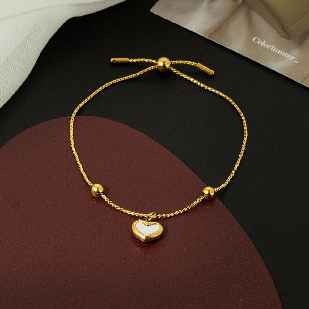 Cute Heart Natural Shell Pendant Necklace Women Gold Color Stainless Steel Chain Choker Wedding Gift Zircon Wholesale