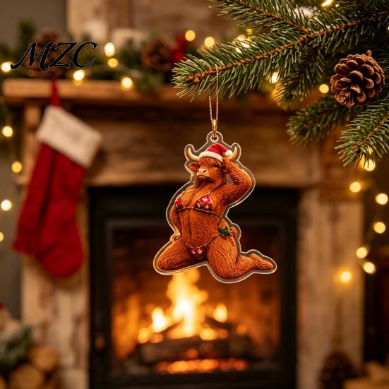 Lightweight Shatterproof Xmas Ornaments 5 Pcs Quirky Bikini Christmas Ornament, Funny 2D Acrylic Santa Claus Horse Novelty Tree Accessories Dachshund