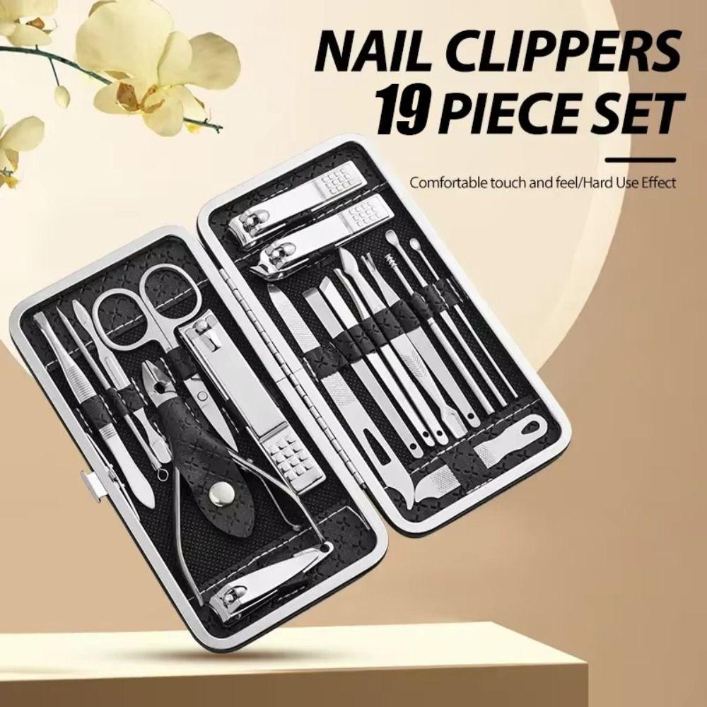19Pcs Stainless Steel Nail Clippers Set Home Nail Care Kit Creative Manicure Kits Gift
