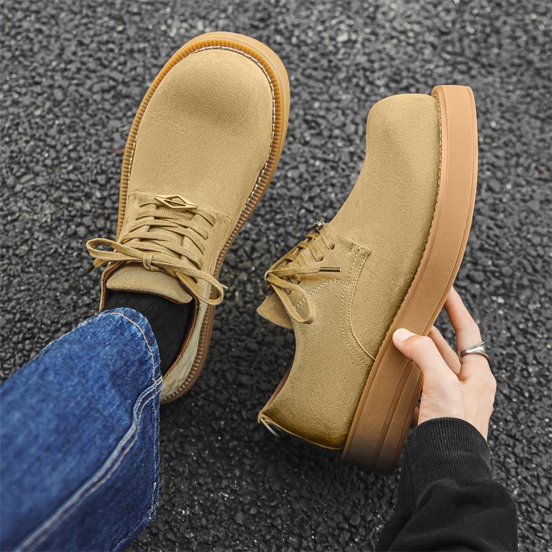 Круглые кожаные туфли мужские повседневные туфли с большим голенищем нишевые туфли дерби на платформе в британском стиле 1066-J