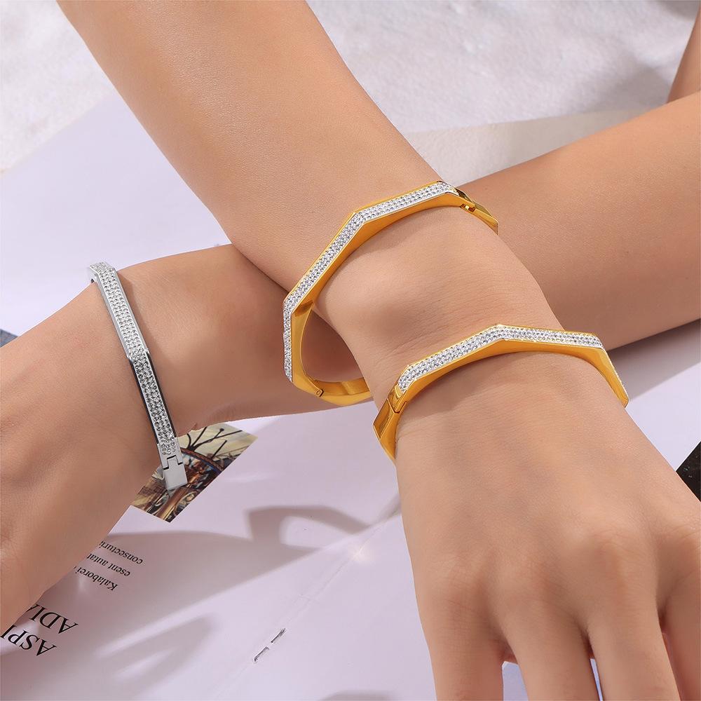 Новый интернет-знаменитость, восьмигранный браслет с полным цирконием, титановая сталь, позолоченные высококачественные цыганские украшения