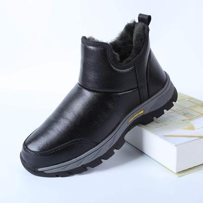 Зимние теплые сноубутсы резиновые средней высоты челси шерстяные внутри нескользящие утолщенные мужские и женские хлопковые ботинки