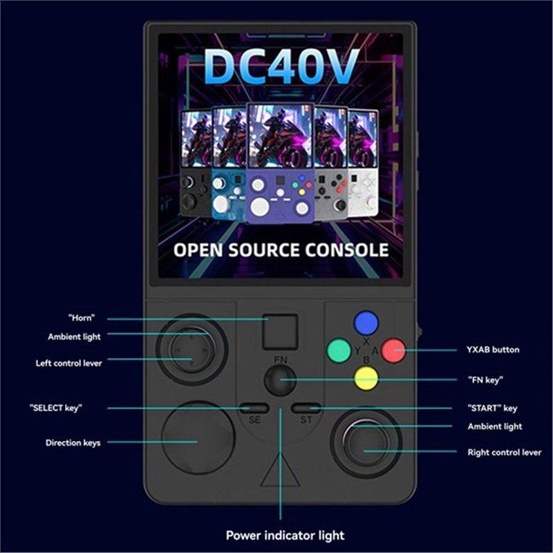 Ретро портативная игровая консоль DC40V с 4,0-дюймовым IPS-экраном, Linux, Wi-Fi, геймпад, поддержка RGB-световых эффектов, 30+ эмуляторов