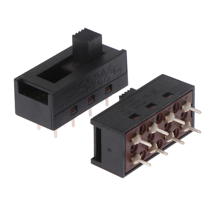 High Quality 2Pcs DSE-2310 Pointed Pins 8 Feet 3 Files 10A250V Toggle Switch Black Slide Switch Hair Dryer Switch