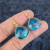 Blue Topaz Gemstone Handmade 925Sterling Silver Jewelry Earring 1.58" M-3122