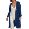 Women's Solid Color Long Sleeved Knee Length Knitted Cardigan, Lazy Trend, Medium Long Hair Jacket