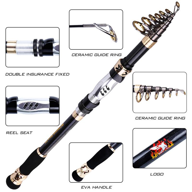 Телескопические удочки с удлиненной полой ручкой, удочки для морской пресноводной рыбалки