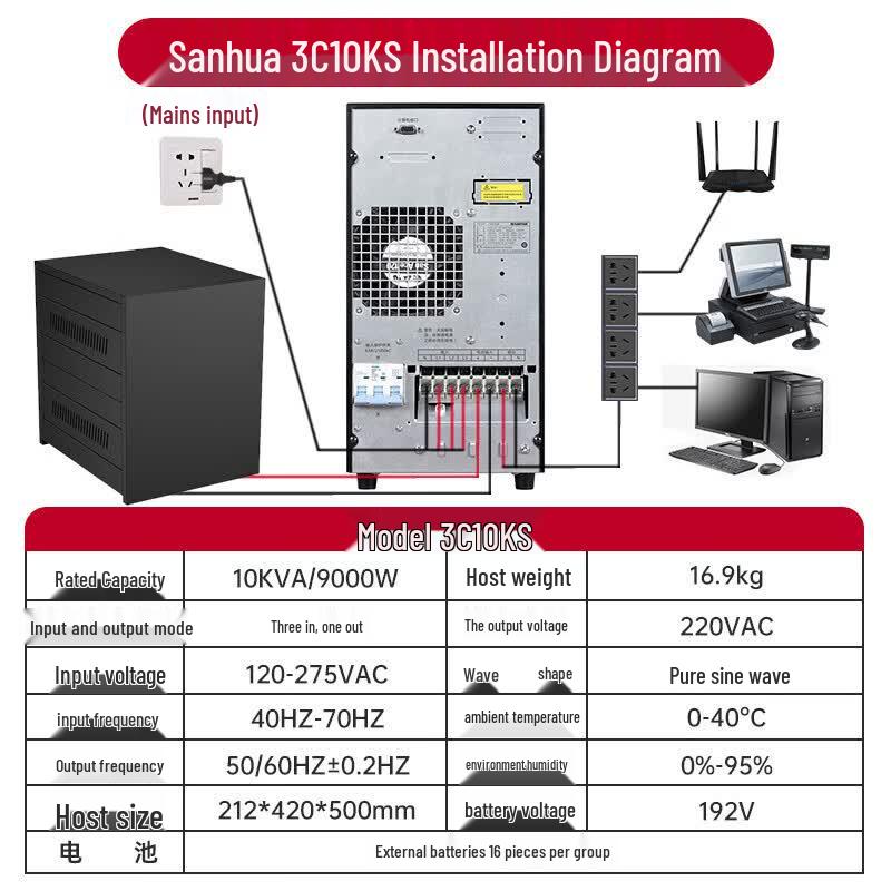 SANTAK 3C10KS 10KVA/9000W Online UPS CN plug (adapter included)