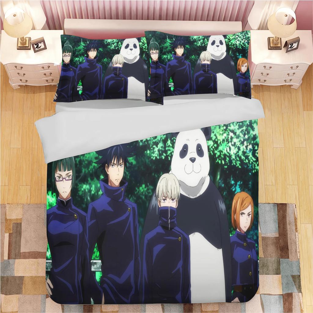 Jujutsu Kaisen Anime Duvet Cover Set 3Pcs Itadori Yuji Gojo Satoru Printed Bedding Set Polyester Bedroom Decor Pillowcases