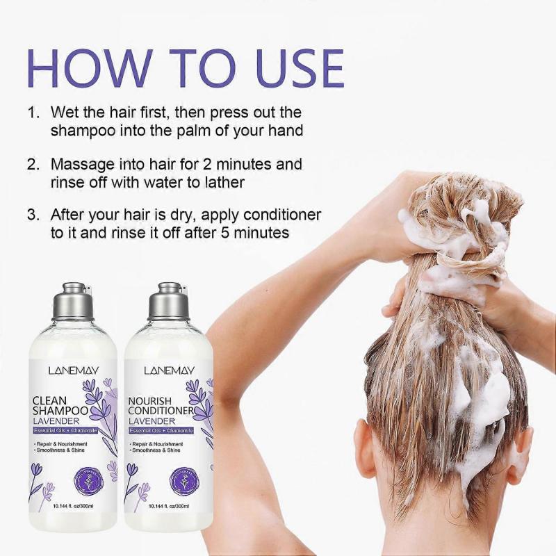 Lavender Hair Shampoo and Conditioner Set, Smoothing And Volumizing Shampoo Lavender Nourishing Shampoo Herbal Shampoo For Scalp Vitality And Gentle C