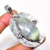 Swiss Green Opal Gemstone 925 Silver Plated Handmade Jewelry Pendant 2.46"
