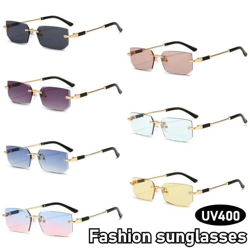 Fashion Rimless Sunglasses for Men Women UV Protection Multi Color Glasses Outdoor Driving Travel Accessories