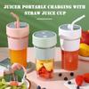 1PCS Portable Rechargeable Juicer,Electric Juices Cup with Straw for Outdoor Sports,350ML Fruit Automatic Mixers Kitchen Tool