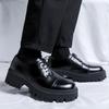 Round Headed Men's Leather Shoes High Quality Genuine Leather Wedding Trend Party Leisure Business Luxury Thick Soled Shoes