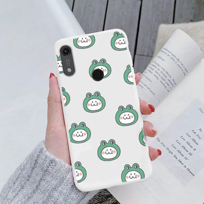 Милый мультяшный чехол для Huawei Y6 2019 с отверстием для пары, синий цветочный столик, мягкий чехол из ТПУ для Huawei Y6 2019, розовый узор, большое сердце, противоударная защитная задняя сумка