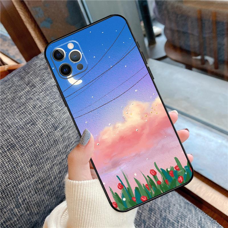 Чехол для телефона 'Корейский закат' для iPhone 16 15 14 13 12 11 Pro Max 12 13 mini XR 15 16 Plus 16e Защитный корпус