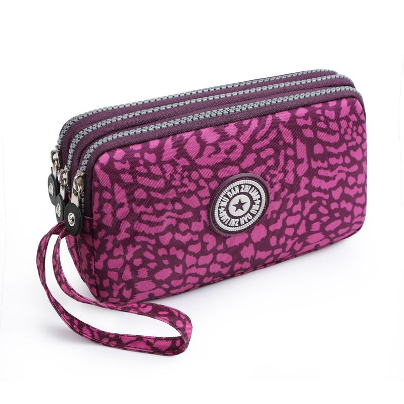 2023 Waterproof Women's Three-layer Zipper Coin Wallet Cosmetic Bag Canvas Women Purse Clutch Women's Purse Best Phone Wallet
