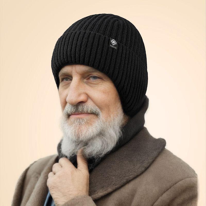 Fleece Winter Hat Knitted Soft Men's Beanie Warm Cap Outdoor Winter Ski Hat