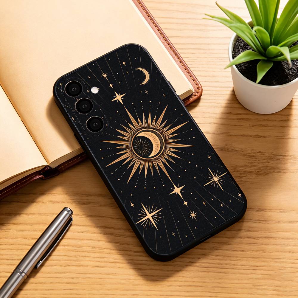 Чехол для телефона «Солнце, Луна, Звезды, Знаки Зодиака» для Samsung Galaxy A73, A72, A71, A70, A53, A52, A51, Другие Мягкая Черная Крышка