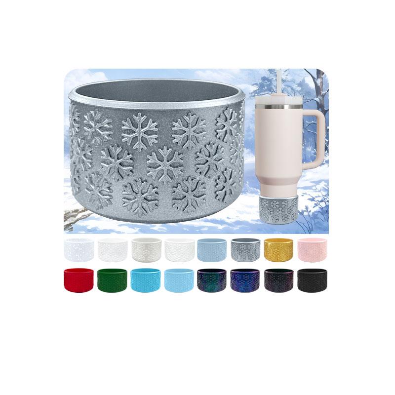 Unique Winter Gift Snowflake Textured Anti-slip Eco-Friendly CE Certified Fashionable Silicone Tumbler Bumper Bar Accessories