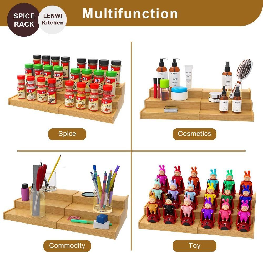 Expandable Kitchen Cabinet Organizer Bamboo Seasoning Organizer Spice Rack Organizer Kitchen