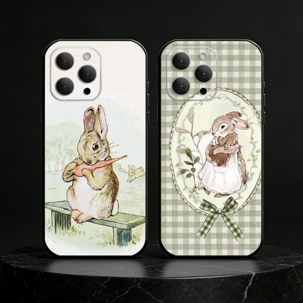 Милый чехол для телефона с Питером Кроликом Для iPhone 17,16,15,14,13,12,11 Plus,Pro Max,SE4Мягкий силиконовый черный чехол