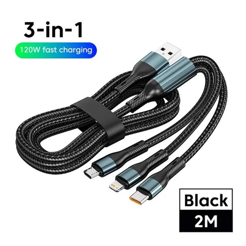 Кабель USB C 3 в 1 для iphone 14 13 12 Pro Max USB Type C, кабель для быстрой зарядки Micro Lightning для iPad, Samsung, Xiaomi, планшета