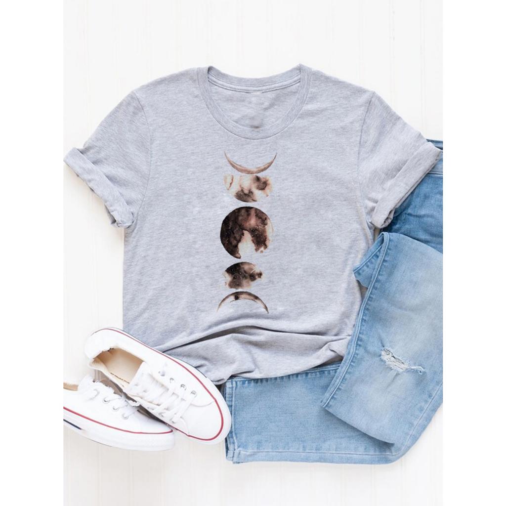 Women's Fashion Short-sleeved Casual T-shirt Clothes Summer  Clothing Ladies Print Graphic Tops