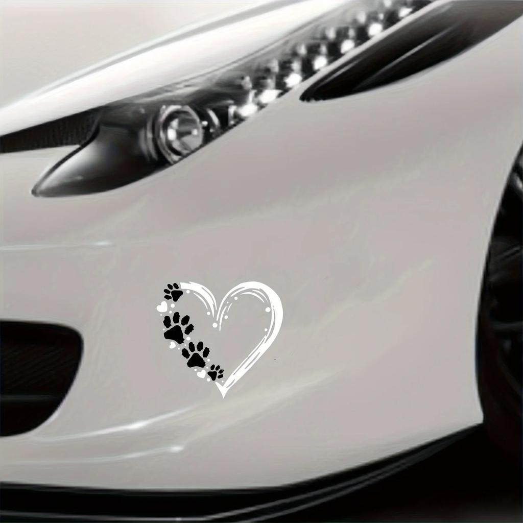 1PC Heart Paw Print Car Stickers Waterproof for Trunk Laptop Motorcylcle Vinyl Decals Scratches Cover Funny Auto Decoration